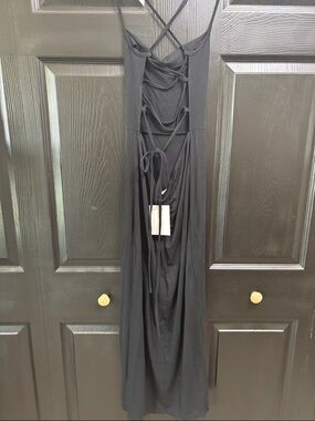 Black Lace-Up Back Maxi Dress